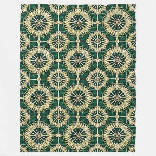 Groene en Gouden Elegante Gezellige Huisdecoratie Fleece Deken (Voorkant)