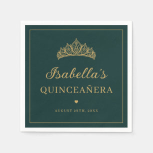 Groene en gouden elegante tiara Quinceañera Servet