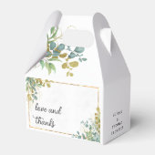 Groene en gouden eucalyptus waterverf bedankdoosjes (Achterkant)