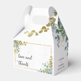 Groene en gouden eucalyptus waterverf bedankdoosjes