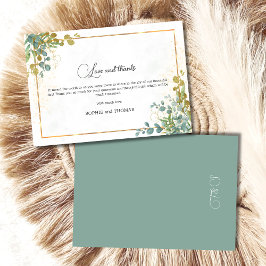 Groene en gouden eucalyptus waterverf bedankkaart