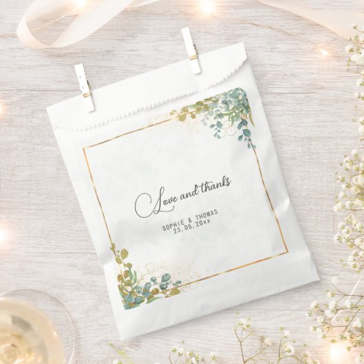 Groene en gouden eucalyptus waterverf bedankzakje (Geknipt)