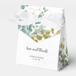 Groene en gouden eucalyptus waterverf bruiloft bedankdoosjes