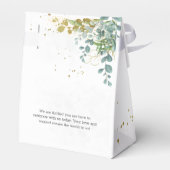 Groene en gouden eucalyptus waterverf bruiloft bedankdoosjes (Achterkant)