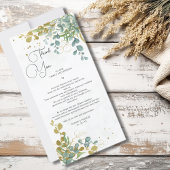Groene en gouden eucalyptus waterverf bruiloft bedankkaart