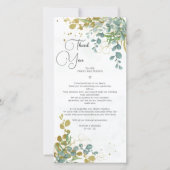 Groene en gouden eucalyptus waterverf bruiloft bedankkaart (Voorkant)