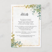Groene en gouden eucalyptus waterverf bruiloft informatiekaartje (Voorkant)