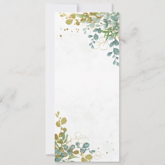 Groene en gouden eucalyptus waterverf bruiloft kaart (Achterkant)