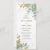 Groene en gouden eucalyptus waterverf bruiloft kaart (Voorkant)