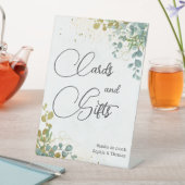 Groene en gouden eucalyptus waterverf bruiloft reclamebord met voetstuk (Insitu)