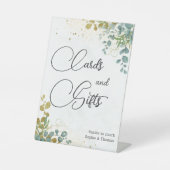 Groene en gouden eucalyptus waterverf bruiloft reclamebord met voetstuk (Voorkant)