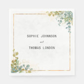 Groene en gouden eucalyptus waterverf servet (Voorkant)