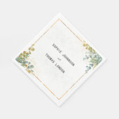 Groene en gouden eucalyptus waterverf servet (Hoek)