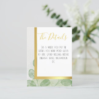 Groene en gouden eucalyptusbruiloft briefkaart