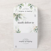 Groene en gouden eucalyptusbruiloft in één keer all in one uitnodiging (Buitenkant)