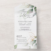 Groene en gouden eucalyptusbruiloft in één keer all in one uitnodiging (Binnen)
