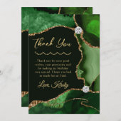 Groene en gouden faux Glitter Agate Birthday Bedankkaart (Voorkant / Achterkant)