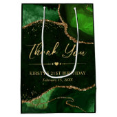Groene en gouden faux Glitter Agate Birthday Medium Cadeauzakje (Achterkant)
