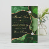Groene en gouden faux Glitter Agate Birthday Party Bedankkaart (Staand voorkant)