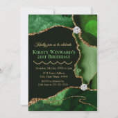 Groene en gouden faux Glitter Agate Birthday Party Kaart (Voorkant)