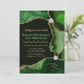 Groene en gouden faux Glitter Agate Birthday Party Kaart (Staand voorkant)