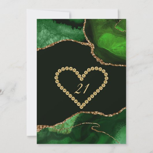 Groene en gouden faux Glitter Agate Birthday Party Kaart (Achterkant)