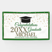 Groene en gouden felicitaties Afstuderen Spandoek (Horizontaal)