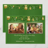 Groene en Gouden Foto Kerstkaart (Voorkant / Achterkant)