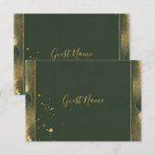 Groene en gouden gastkaart kaart (Voorkant / Achterkant)