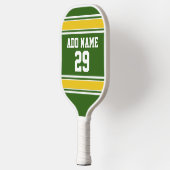 Groene en gouden gele sport Jersey - Naam nummer Pickleball Paddle (Links)
