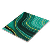 Groene en Gouden Geode Stijl Keramische Tegel. Tegeltje (Zijkant)