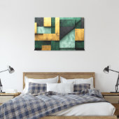 Groene en Gouden Geometrie Canvas Afdruk (Insitu (Slaapkamer))