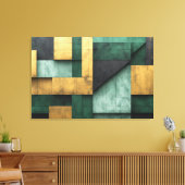 Groene en Gouden Geometrie Canvas Afdruk (Insitu (Woonkamer))