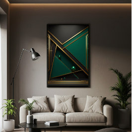 Groene en Gouden Geometrie Poster