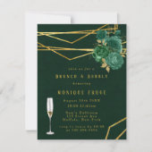 Groene en gouden geometrische Floral Brunch & Bubb Kaart (Voorkant)