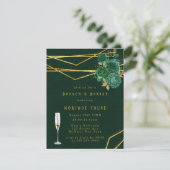 Groene en gouden geometrische Floral Brunch & Bubb Kaart (Staand voorkant)