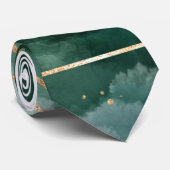Groene en gouden geometrische Waterverf bruiloft Stropdas (Opgerold)