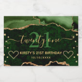 Groene en gouden glinsterende agaatmarmer 21e verj sparkling wijnetiket (Enkel label)