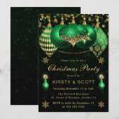 Groene en gouden glinsterende kerstfeest decoratie kaart (Voorkant / Achterkant)