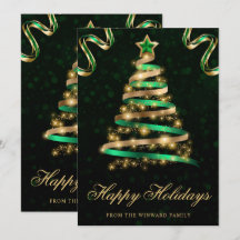 Groene en gouden glinsterende lint boom Kerstmis