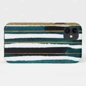 Groene en gouden glinsterstrepen Case-Mate iPhone case (Achterkant (horizontaal))