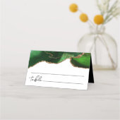 Groene en gouden Glitter Agate Wedding Place Card Plaatskaartje (Achterkant)
