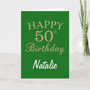 Groene en gouden glitters 50ste verjaardagskaart kaart