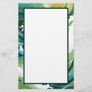 Groene en gouden golven briefpapier