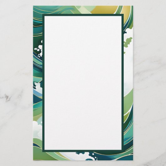 Groene en gouden golven briefpapier (Voorkant)