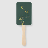 Groene en gouden handventilator voor bruiloften en handwaaier (Achterkant)