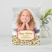 Groene en gouden Holly Border Sjabloon Kerst (Staand voorkant)