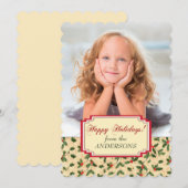 Groene en gouden Holly Border Sjabloon Kerst (Voorkant / Achterkant)