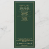 Groene en gouden huwelijksprogramma's programmakaart (Achterkant)