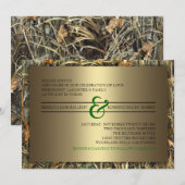 Groene en gouden huwelijksuitnodigingen kaart (Voorkant / Achterkant)